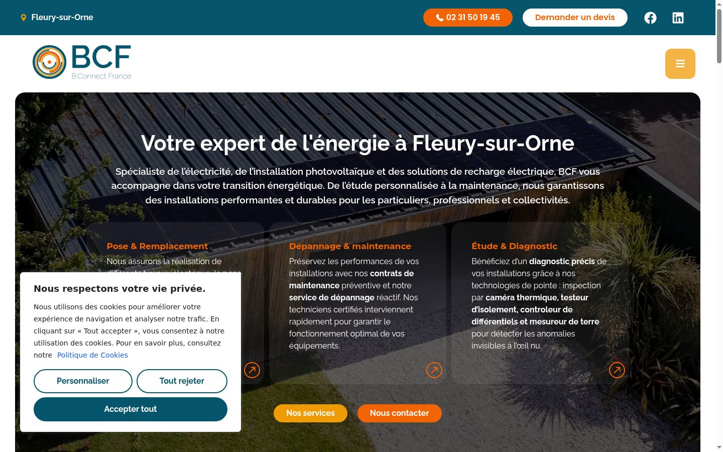 Capture d'écran de la bannière de consentement affichée avant toute interaction