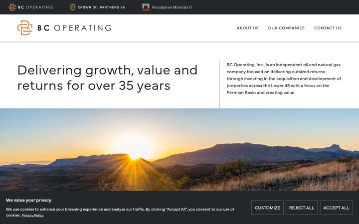 Screenshot of bcoperating.com