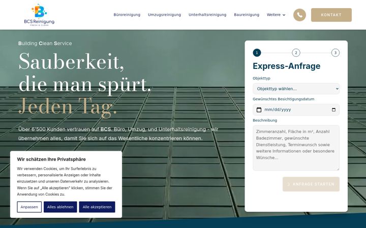 Screenshot of bcs-reinigung.swiss