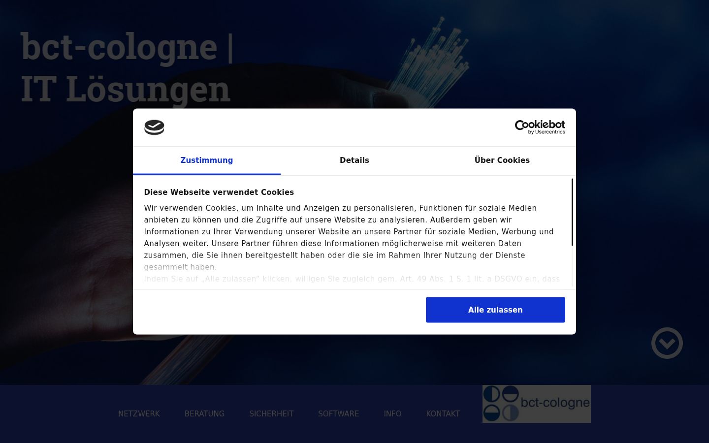 Screenshot of the consent banner shown before any interaction