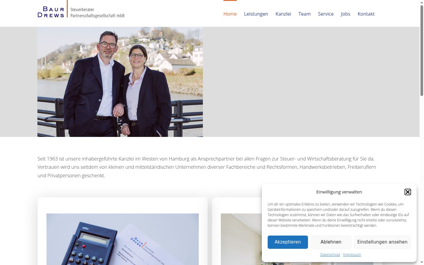 Screenshot des Einwilligungsbanners vor jeglicher Interaktion