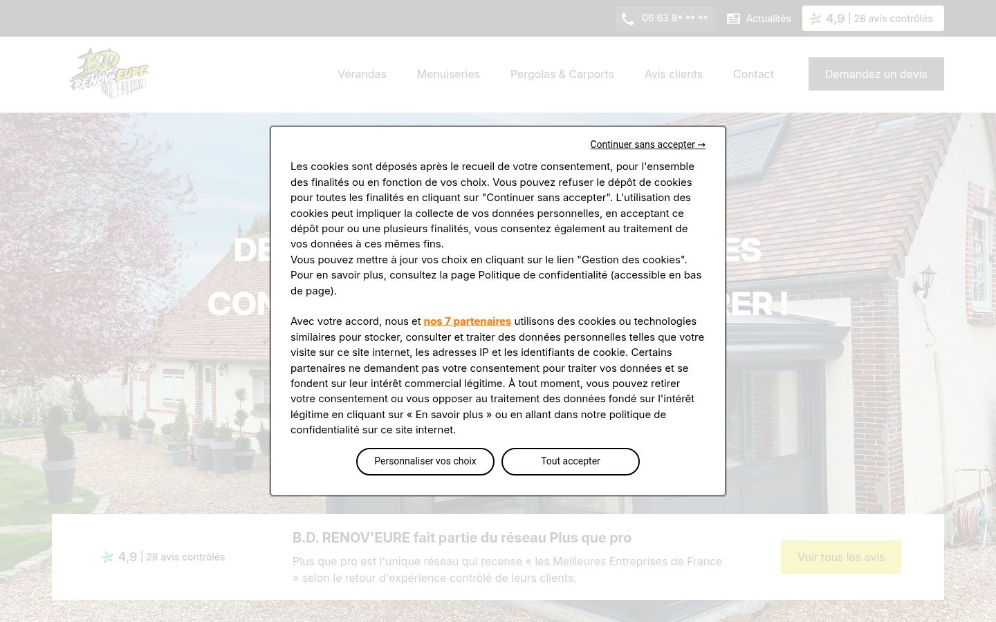 Screenshot del banner di consenso mostrato prima di qualsiasi interazione
