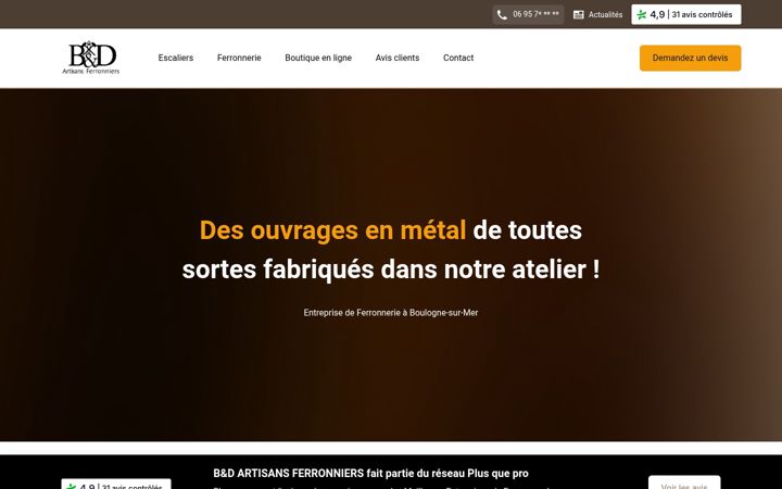 Screenshot of bdartisansferronniers.fr