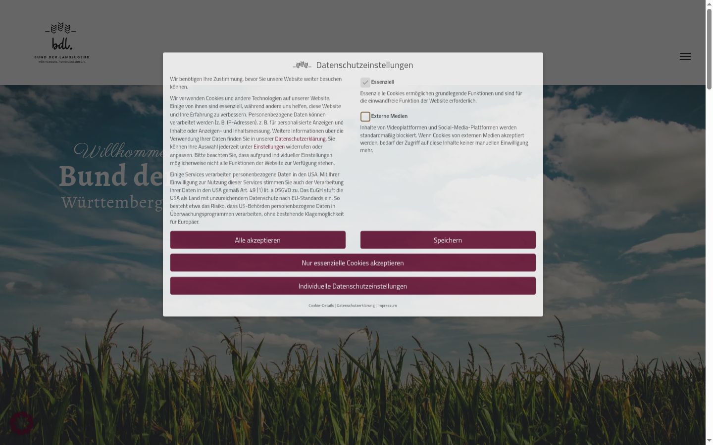 Screenshot tal-banner tal-kunsens muri qabel kwalunkwe interazzjoni