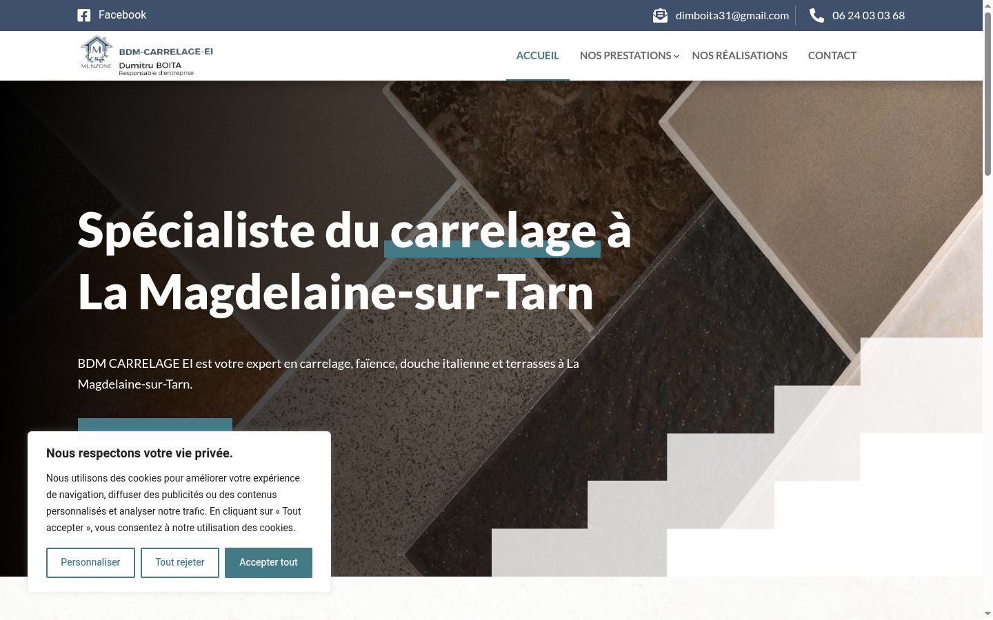 Capture d'écran de la bannière de consentement affichée avant toute interaction