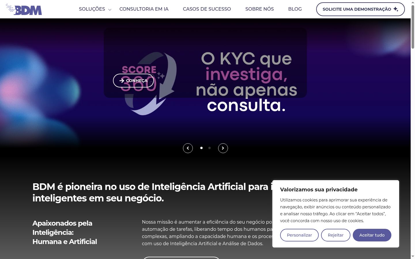 Screenshot of the consent banner shown before any interaction