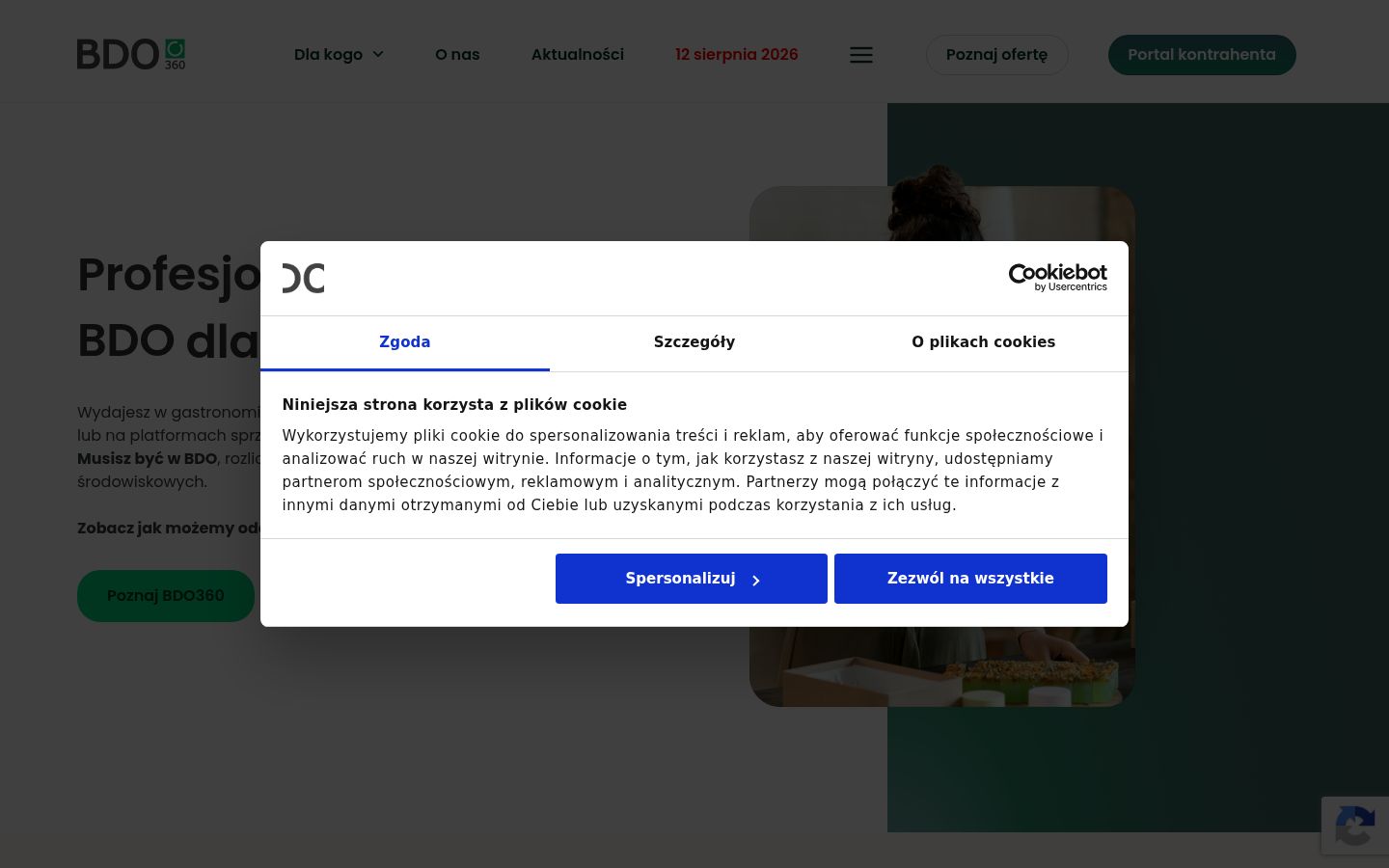 Képernyőkép a bármilyen interakció előtt megjelenő hozzájárulási bannerről