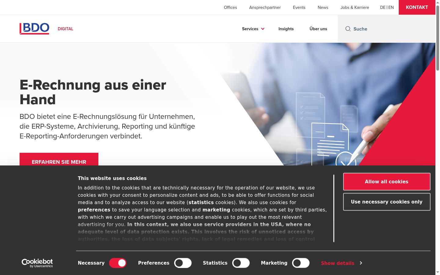 Capture d'écran de la bannière de consentement affichée avant toute interaction