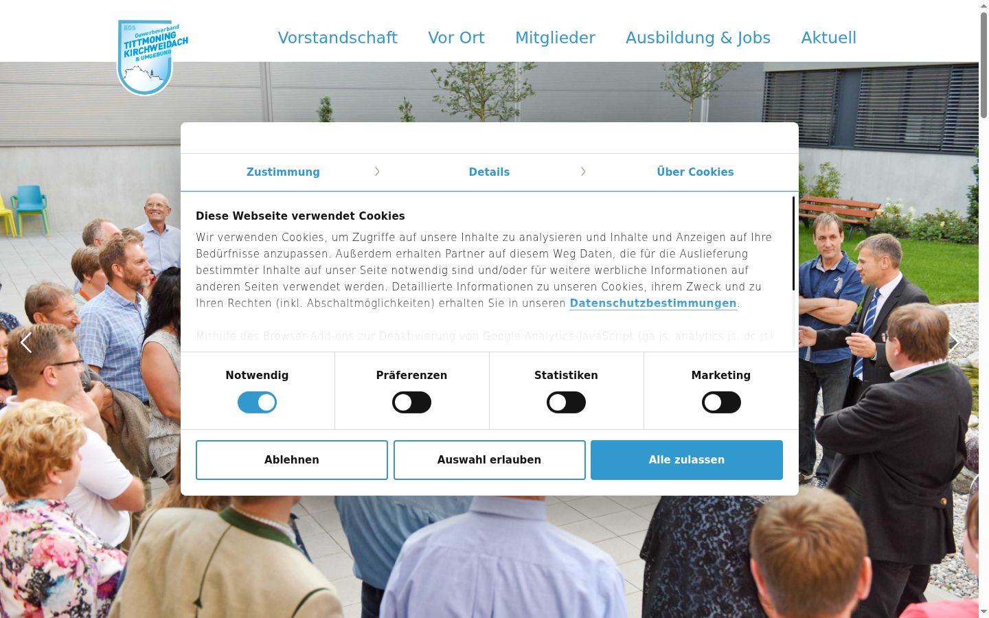 Screenshot van de toestemmingsbanner zoals getoond vóór enige interactie