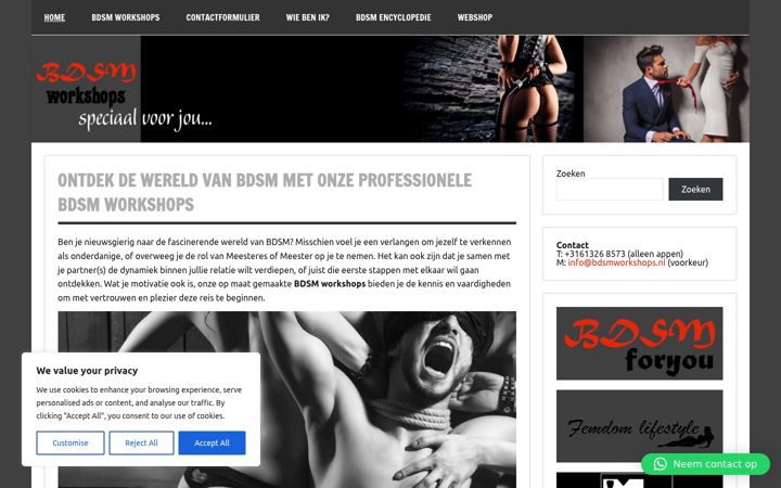 Screenshot ta' bdsmworkshops.nl