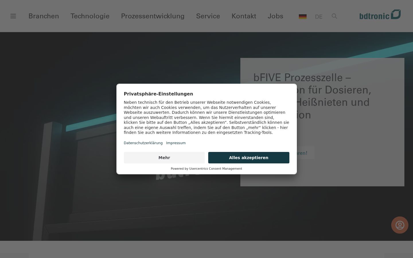 Screenshot des Einwilligungsbanners vor jeglicher Interaktion