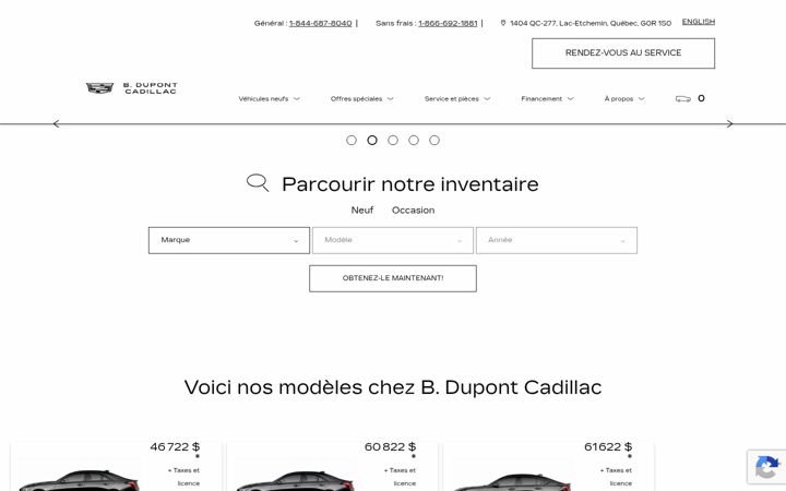 Screenshot of bdupontcadillac.com