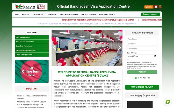 Screenshot of bdvisa.com