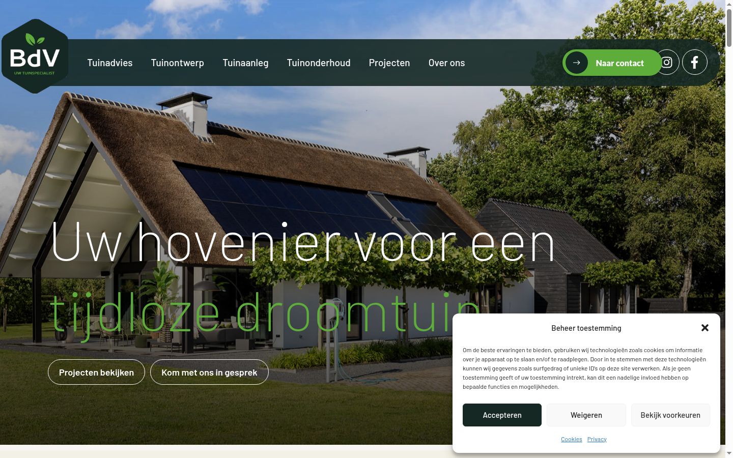 Screenshot van de toestemmingsbanner zoals getoond vóór enige interactie
