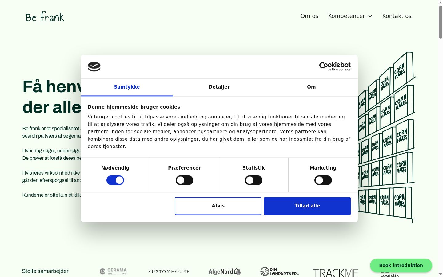 Captura de ecrã do banner de consentimento apresentado antes de qualquer interação