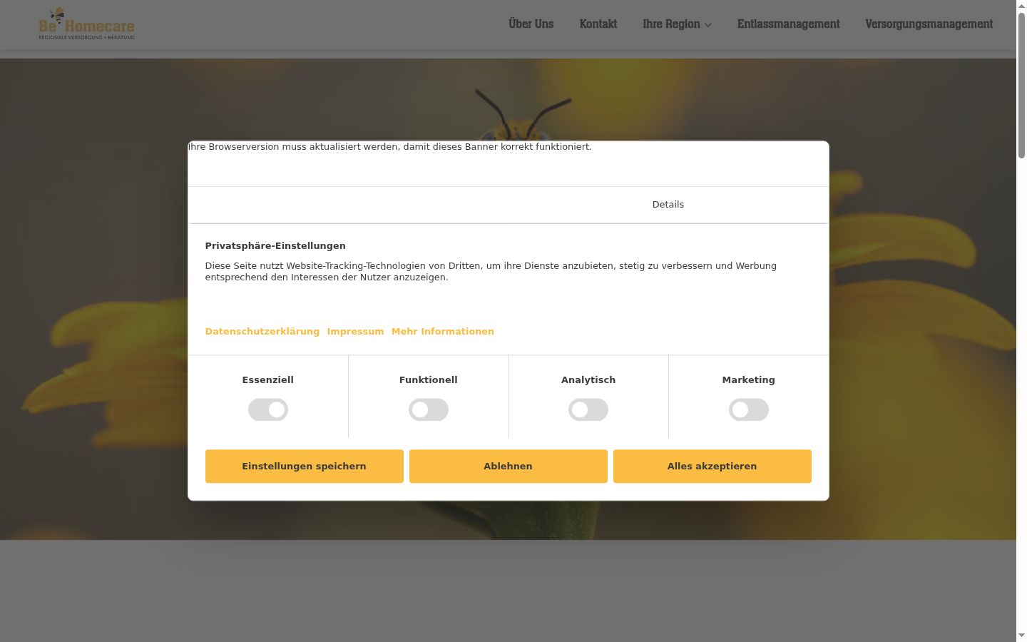 Screenshot tal-banner tal-kunsens muri qabel kwalunkwe interazzjoni