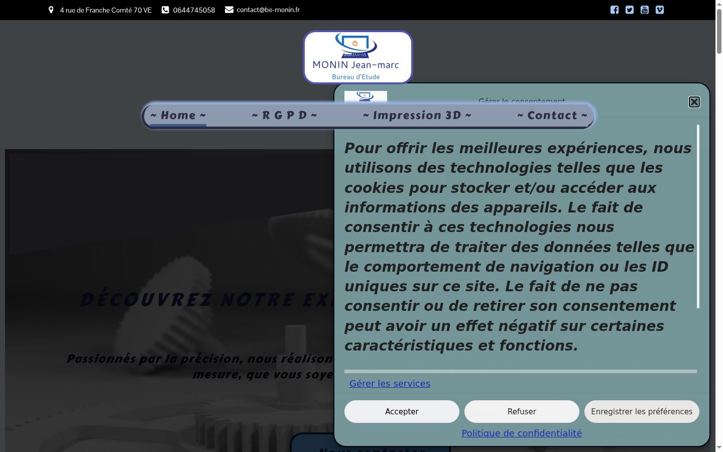 Screenshot del banner di consenso mostrato prima di qualsiasi interazione