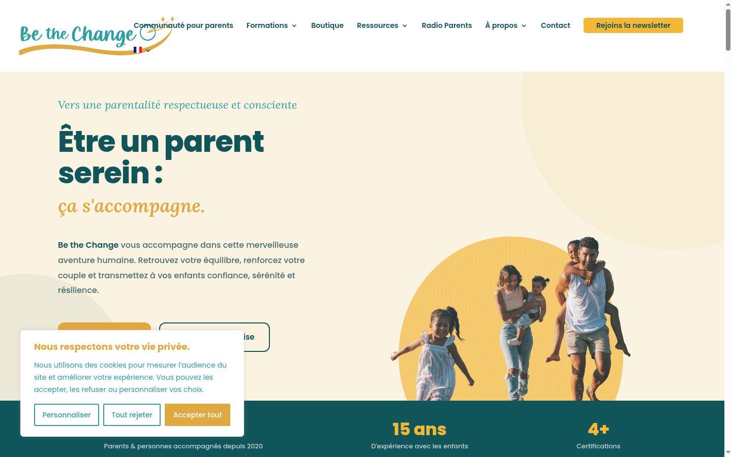 Capture d'écran de la bannière de consentement affichée avant toute interaction