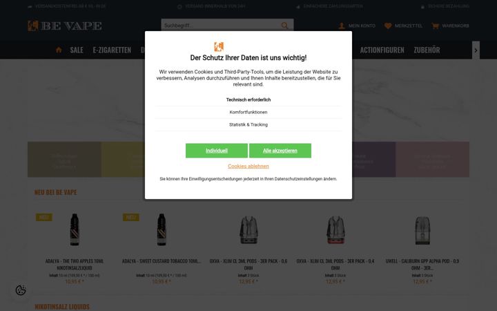 Screenshot of be-vape.de