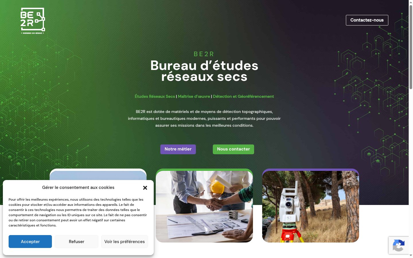Capture d'écran de la bannière de consentement affichée avant toute interaction