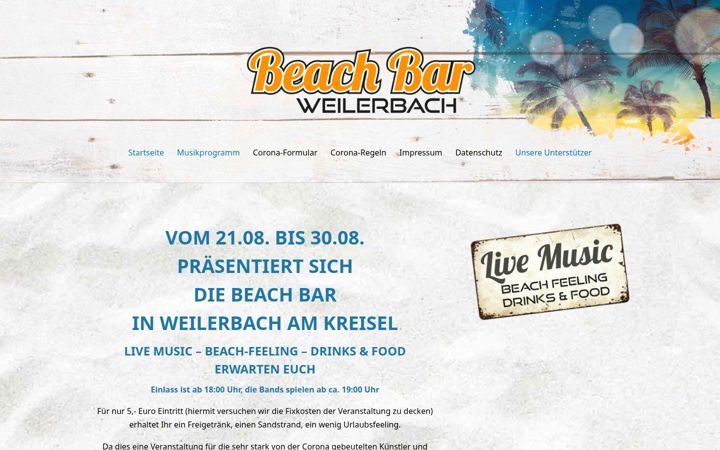 Screenshot of beach-bar-weilerbach.de