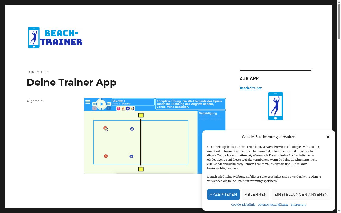 Screenshot del banner di consenso mostrato prima di qualsiasi interazione