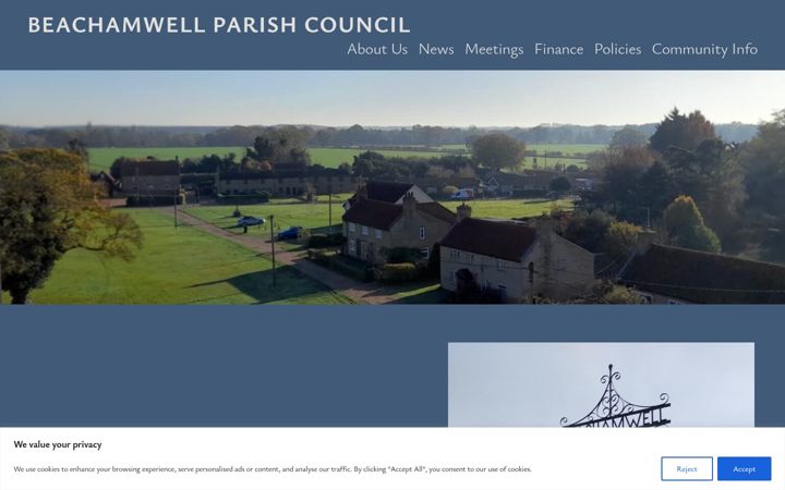 Captura de pantalla de beachamwellparishcouncil.gov.uk