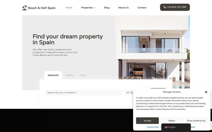 Screenshot of beachandgolfspain.com
