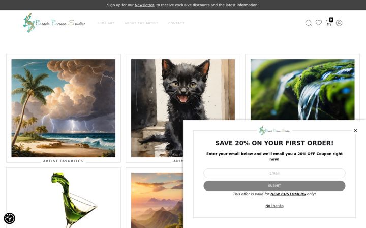 Screenshot of beachbreezeart.com