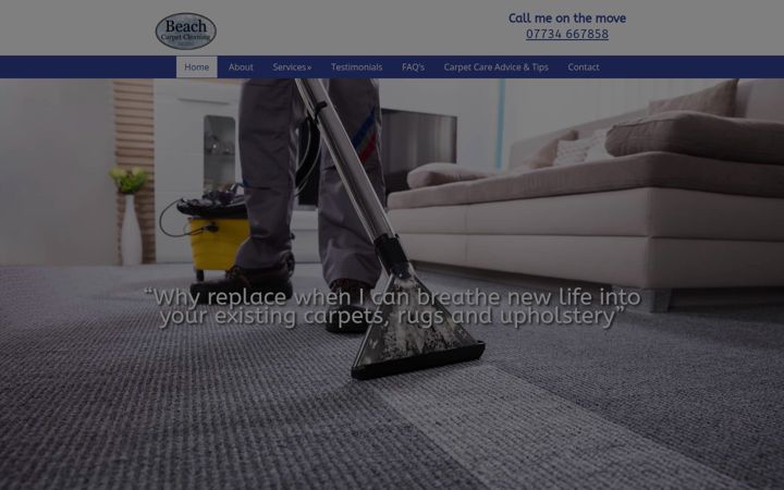 Screenshot of beachcarpetcleaning.co.uk