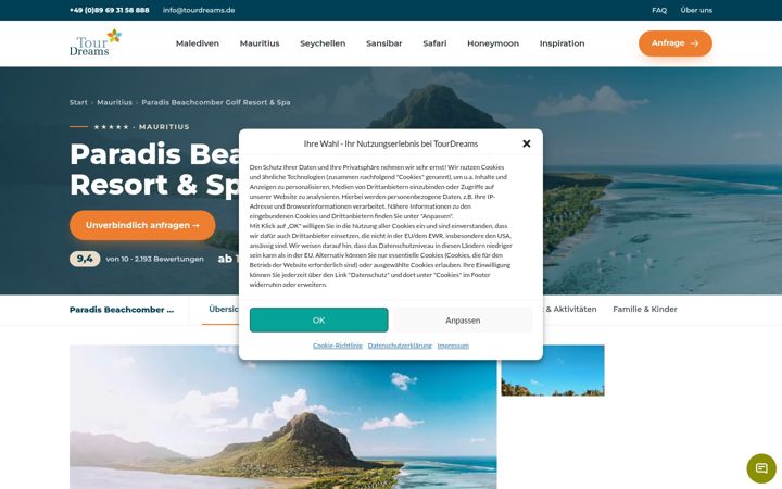 Screenshot of beachcomber-paradis.de