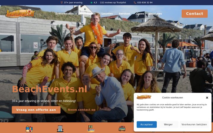 Screenshot ta' beachevents.nl