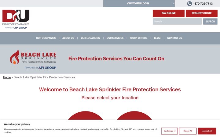 Screenshot of beachlakesprinkler.com