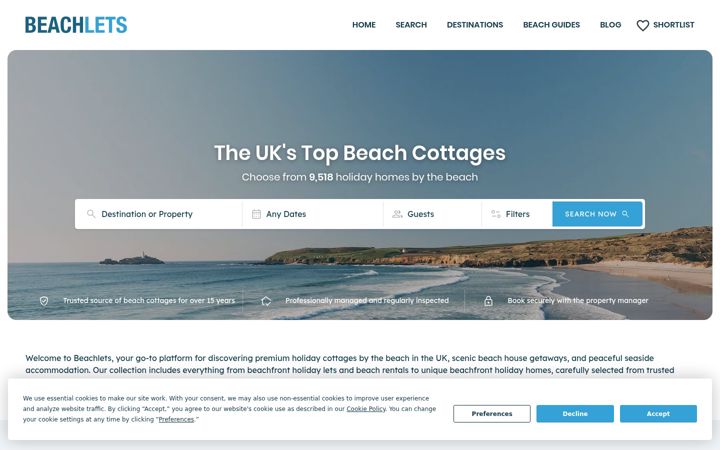 Screenshot of beachlets.co.uk