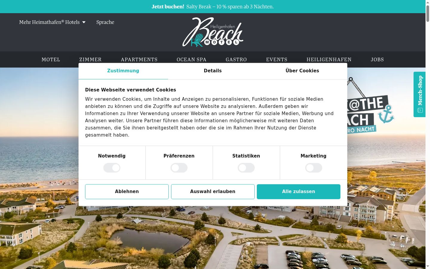 Screenshot del banner di consenso mostrato prima di qualsiasi interazione