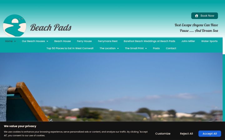 Captura de pantalla de beachpads.co.uk