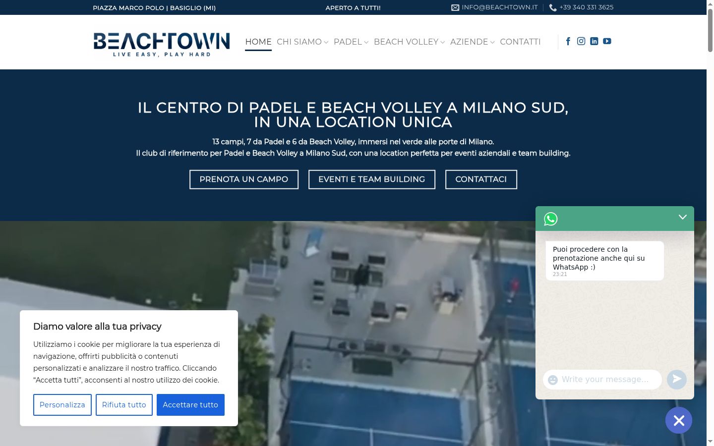 Screenshot del banner di consenso mostrato prima di qualsiasi interazione