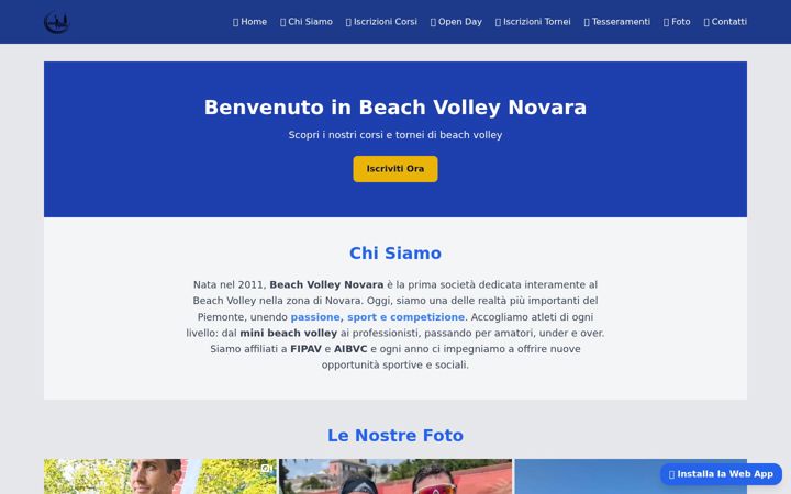 Screenshot of beachvolleynovara.com