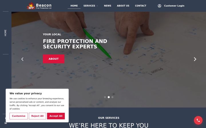 Screenshot von beaconfireprotection.co.uk