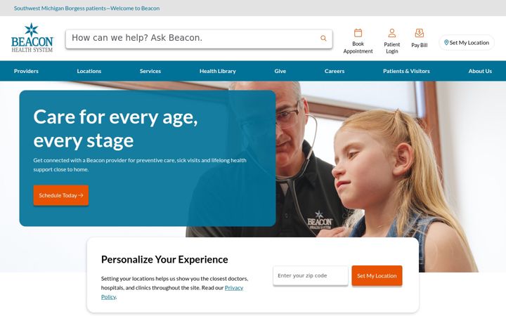 Screenshot of beaconhealthsystem.org