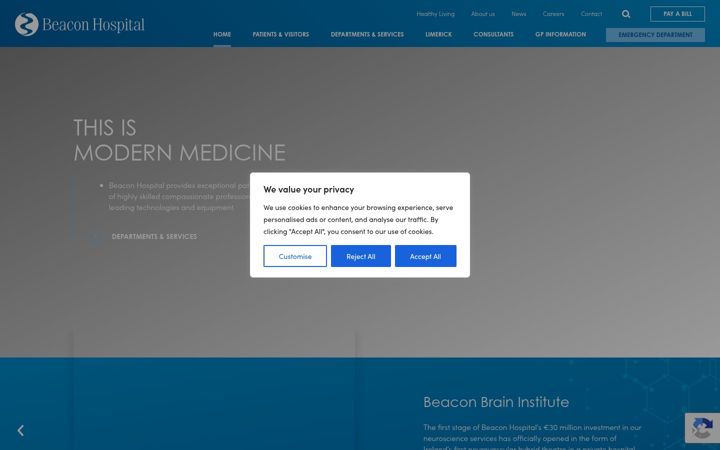 Snimka zaslona za beaconhospital.ie