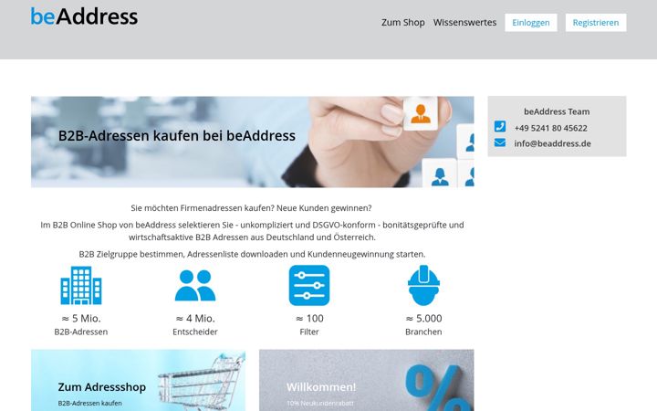Screenshot van beaddress.de