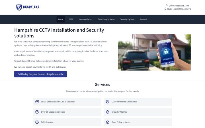 Screenshot of beadyeyecctv.co.uk