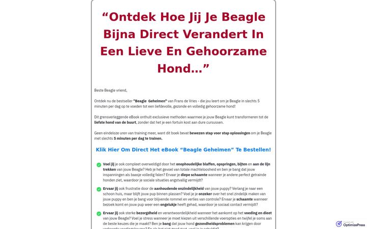 Screenshot ta' beagletraining.nl