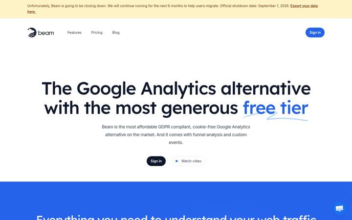 Screenshot of beamanalytics.io