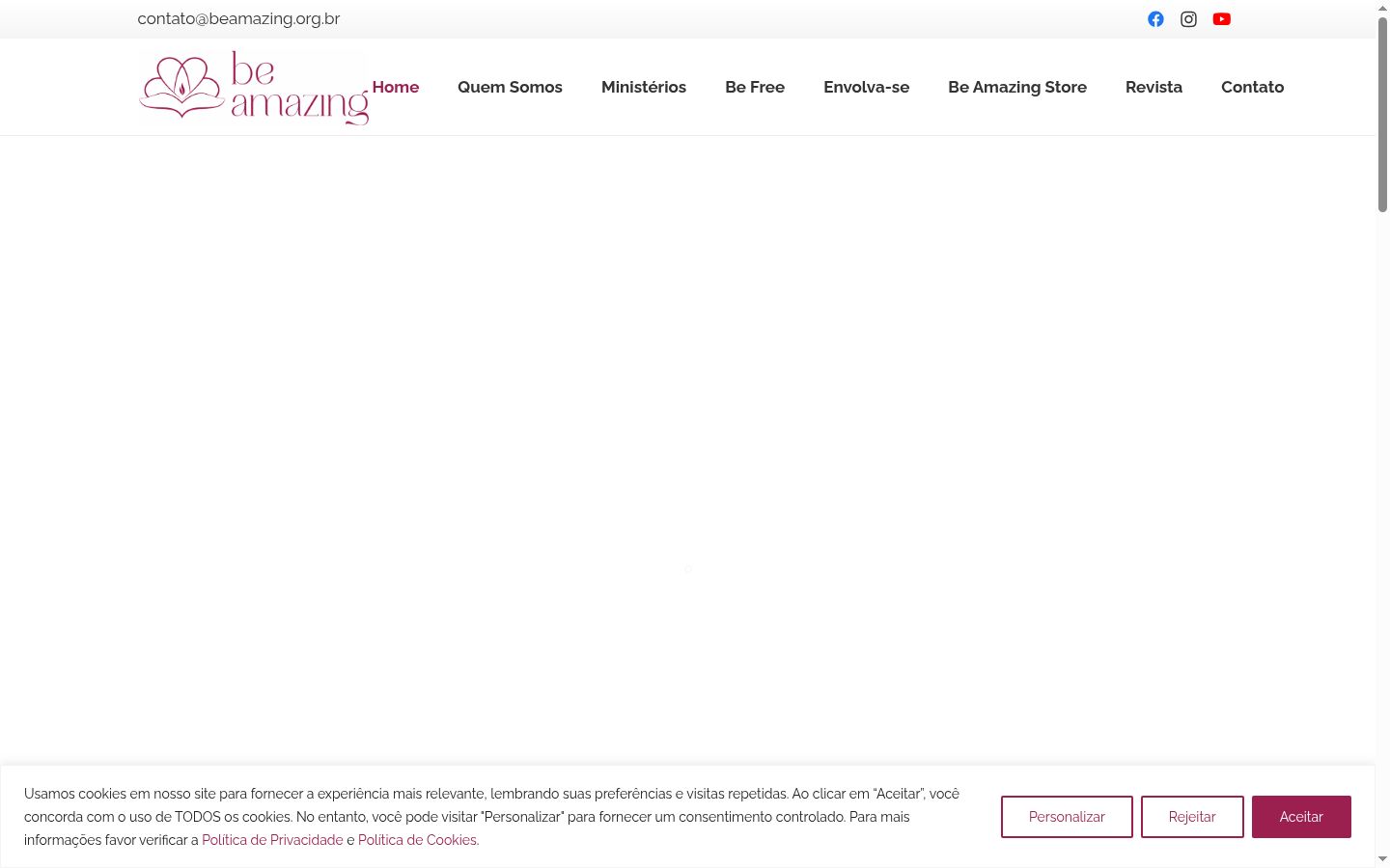 Captura de ecrã do banner de consentimento apresentado antes de qualquer interação