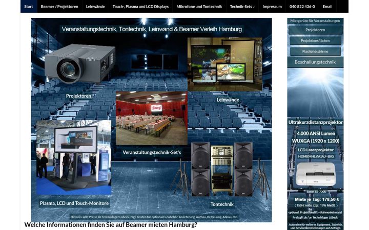 Screenshot of beamer-mieten-hamburg.de