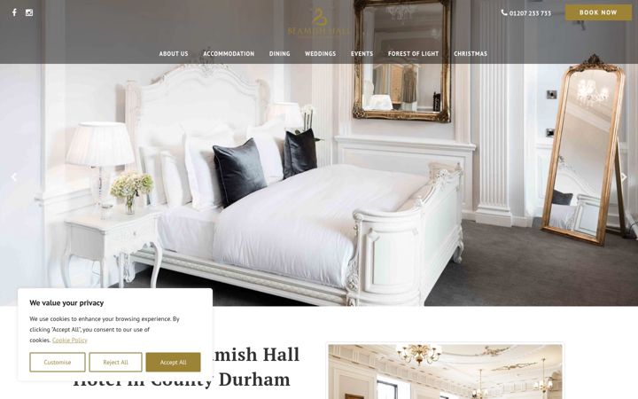 Screenshot of beamish-hall.co.uk