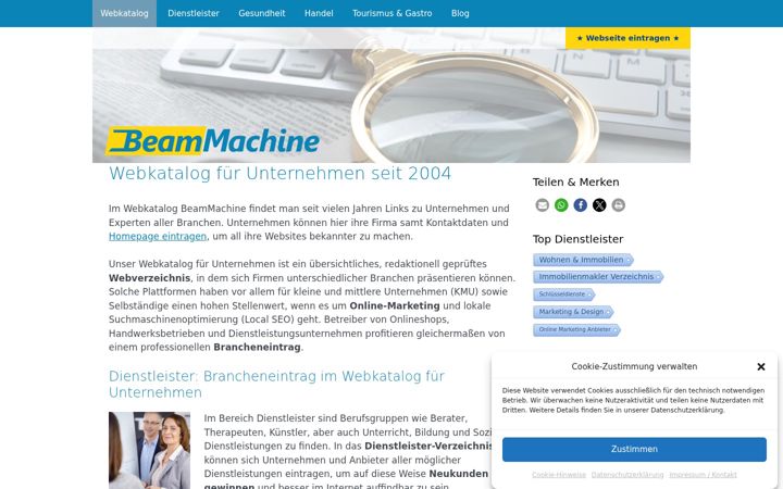 Screenshot of beammachine.de