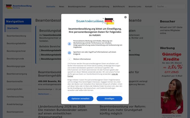 Screenshot of beamtenbesoldung.org